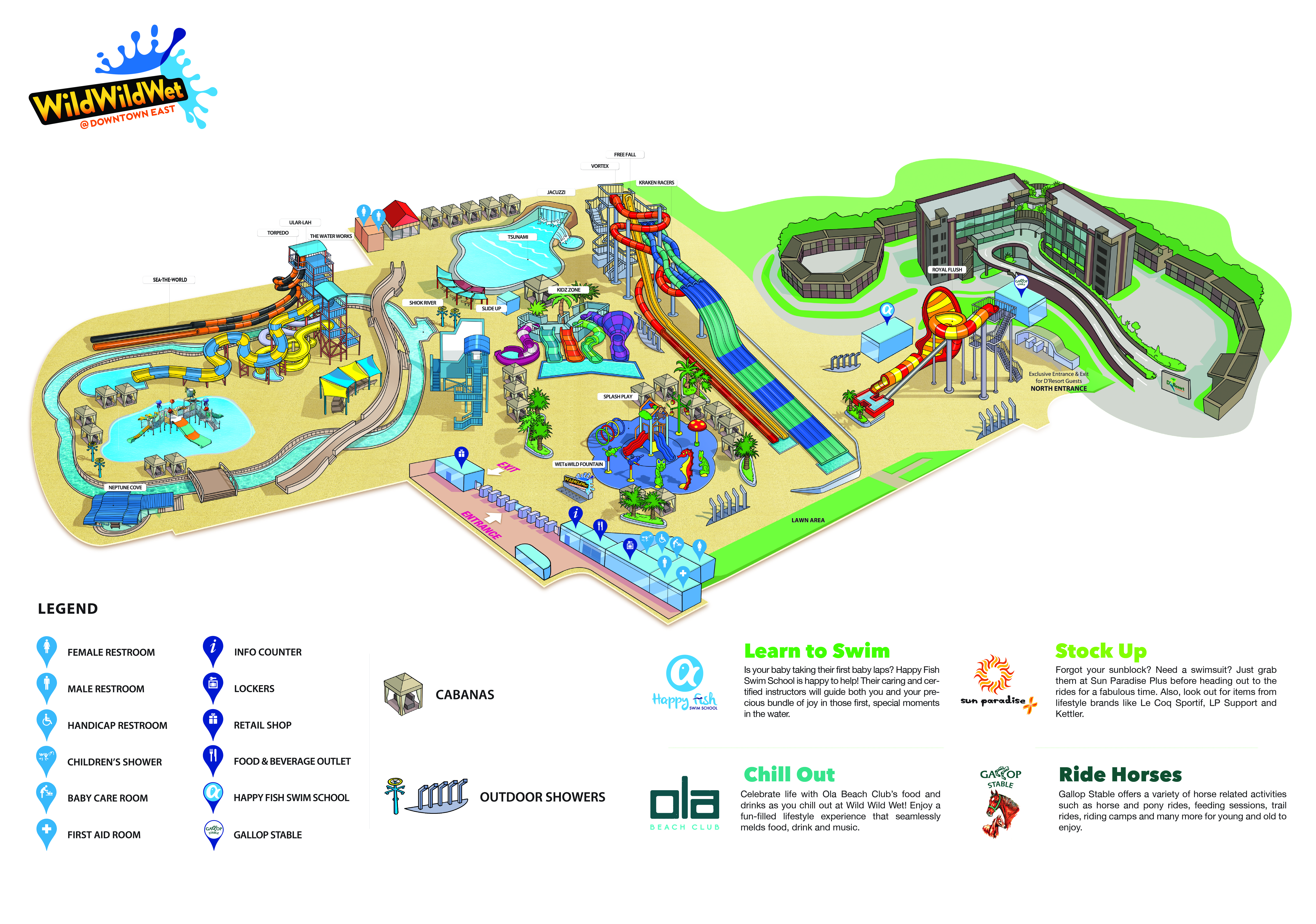 Wild Wild Wet water park Singapore map - water playground and facilities
